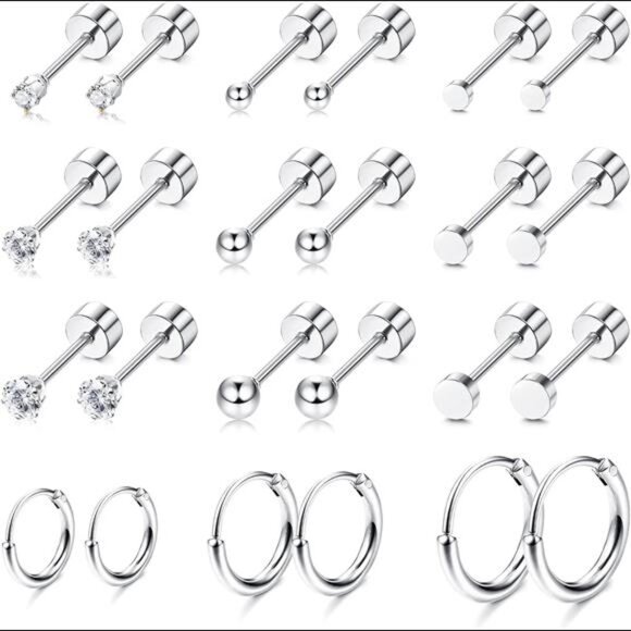 Small Tiny Stud Flat Back Earring Hypoallergenic Gold Studs 14K Stainless Steel - Picture 1 of 7